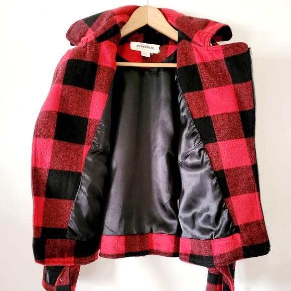 Hydraulic Buffalo Plaid Asymmetrical Blend Moto Jacket Size L - Picture 11 of 15